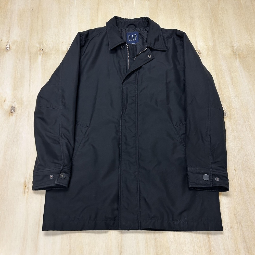 Gap Coat Mens XS Black Microfiber Mid Length Full Zip Quilted Insulated